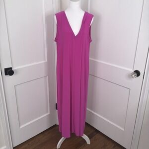 Franne Golde Maxi Dress Womens XXL Fuchsia Essential V-Neck Sleeveless Stretch